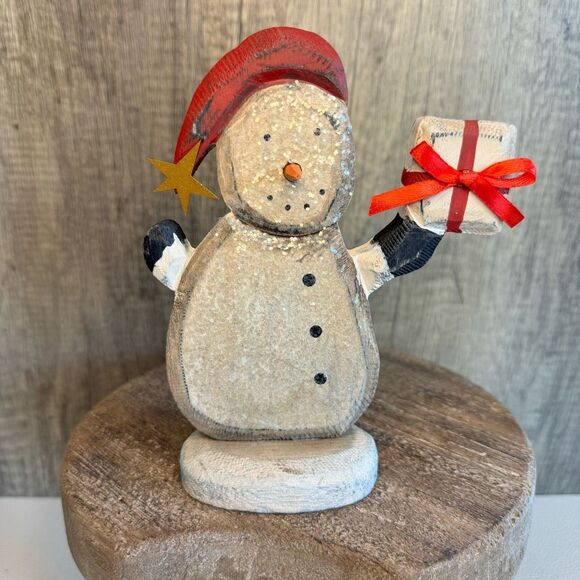 Rustic Snowman Wooden Christmas Holiday Decor  FAST SHIP NEW - Picture 1 of 9